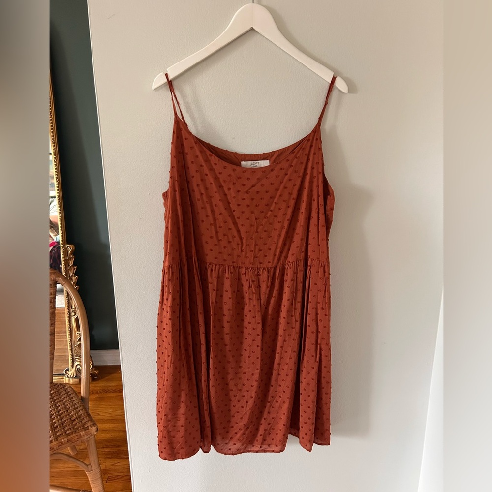 LOFT copper colored lined baby doll dress adorable